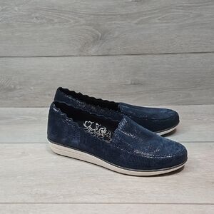 Aetrex Women Navy Blue Slip-On Loafers Shoes Sz 8.5